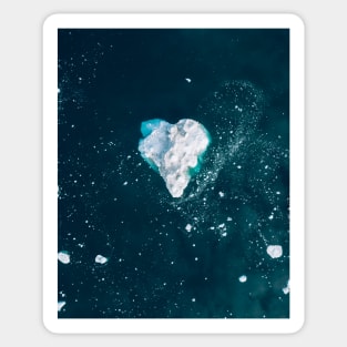 Heart of Winter - Abstract aerial view of Icebergs in the arctic Ocean Sticker